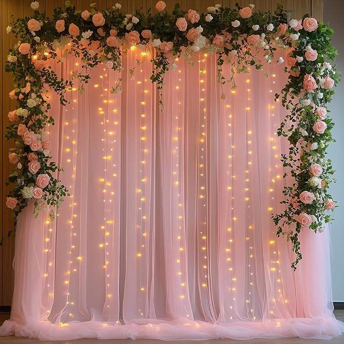10x10ft Pink Tulle Backdrop Curtain by Unknown