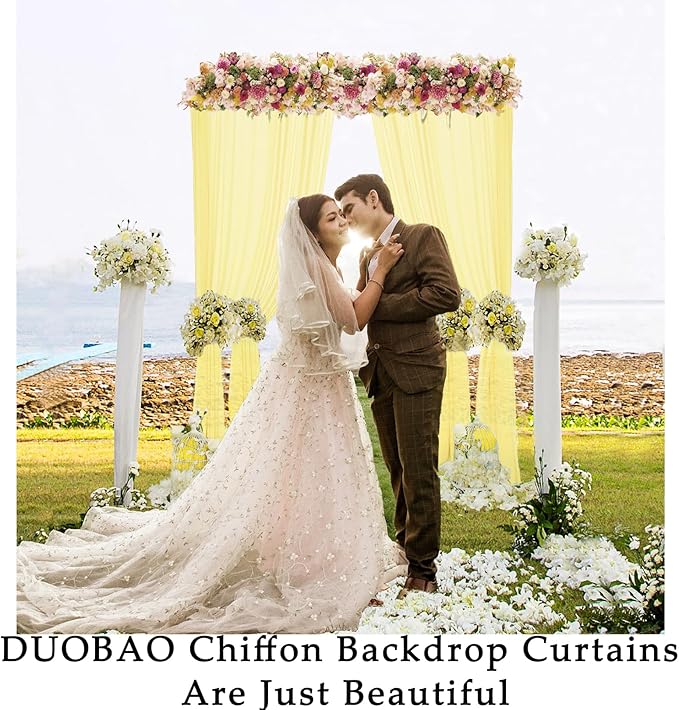 DUOBAO Pastel Yellow Chiffon Backdrop Curtains - Image 6