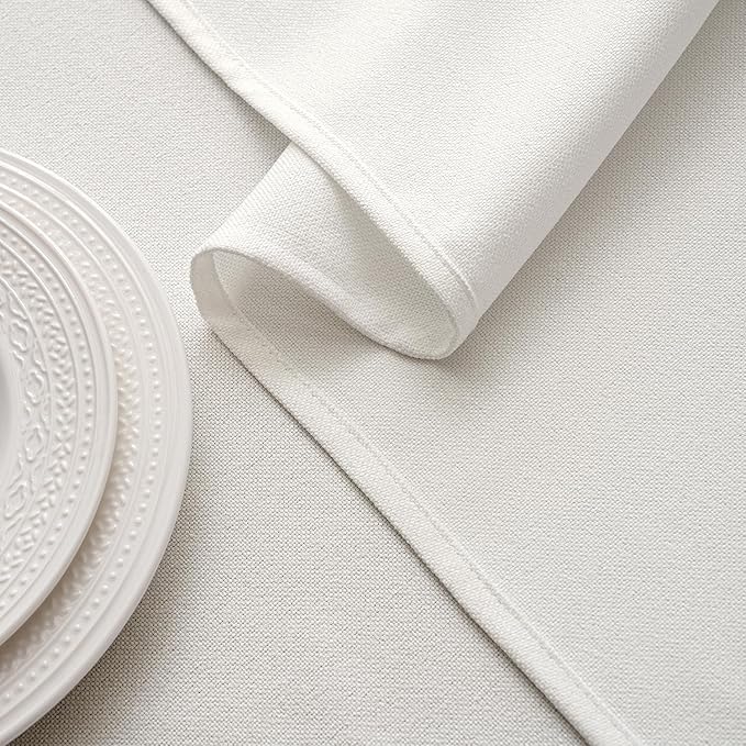 MIULEE White Linen Tablecloth 60x104 Inch Rectangle Table Cloth Waterproof - Image 3