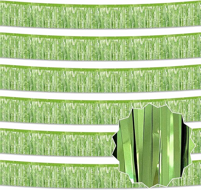 6 Pack 10 Ft Light Green Foil Fringe Garland Metallic Streamers Tinsel Banner by LANTIANCHEN