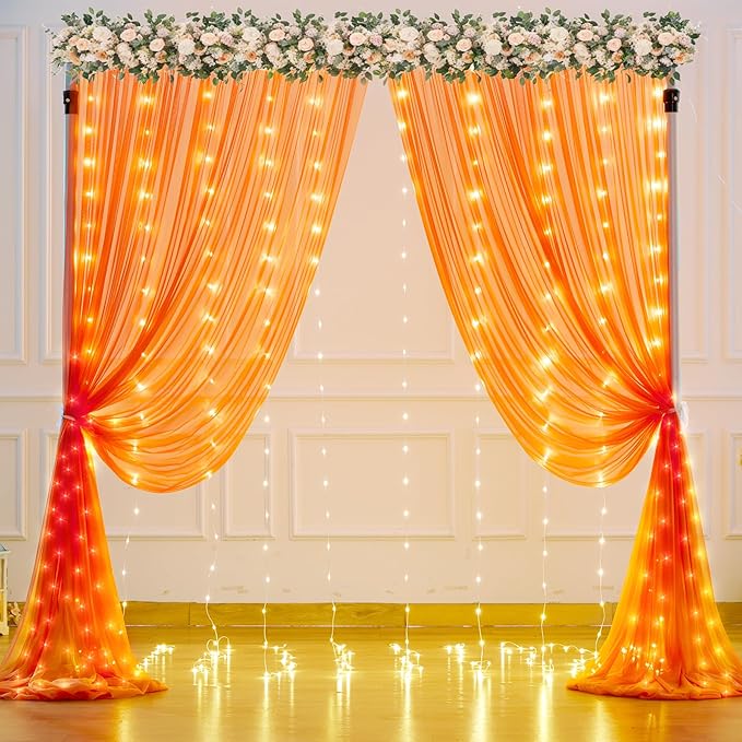 Orange Tulle Backdrop Curtain - Image 2
