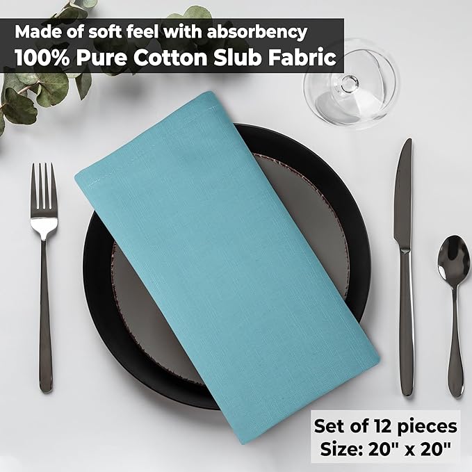 Urban Villa Easter Napkins Aqua Color Cloth Napkins Oversized 20x20 Inches 100% - Image 8