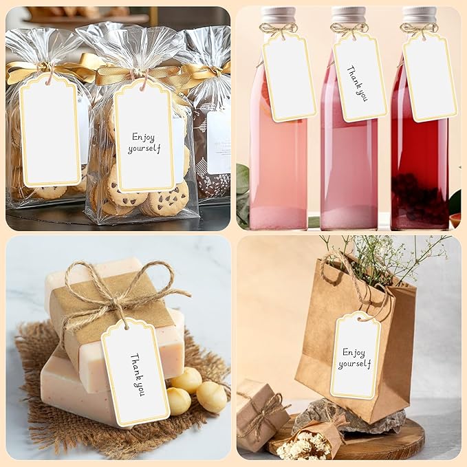 120 PCS Gift Tags with String Gold Foil Metallic Gift Tags Writable Blank Tag - Image 6