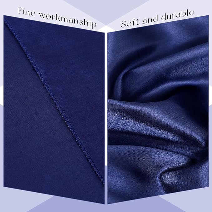 6 Packs Satin Tablecloth 57 x 108 Inch Navy Blue Rectangular Table Cloth Silk - Image 4