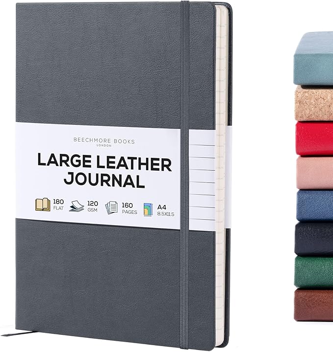 BEECHMORE BOOKS Lined Journal Notebook, 8.5 x 11.5 inch, A4 160 Lined Pages by BeechmoreBooks