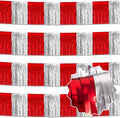 4 Pack 10 Ft Red and Silver Foil Fringe Garland Metallic Streamers Tinsel by LANTIANCHEN