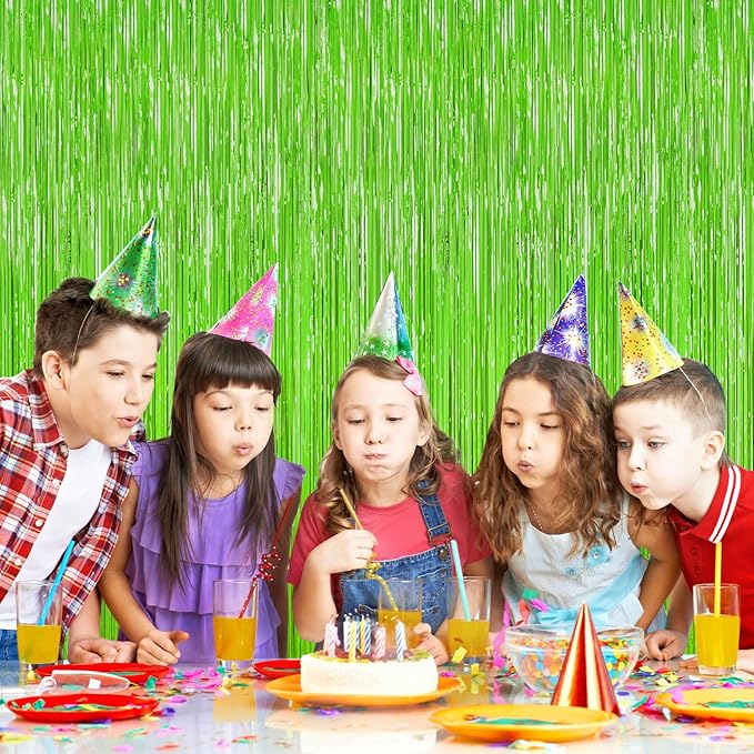 Grass Green Foil Fringe Curtain Backdrop, Birthday Christmas Tropical Party - Image 8