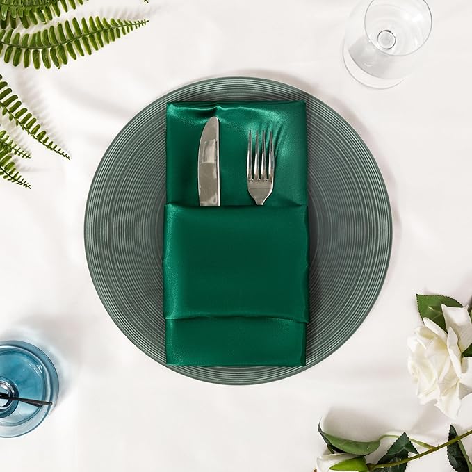 36 Pack Square Satin Dinner Napkins, 16x16 Inches Silky Soft Smooth Table Cloth - Image 4