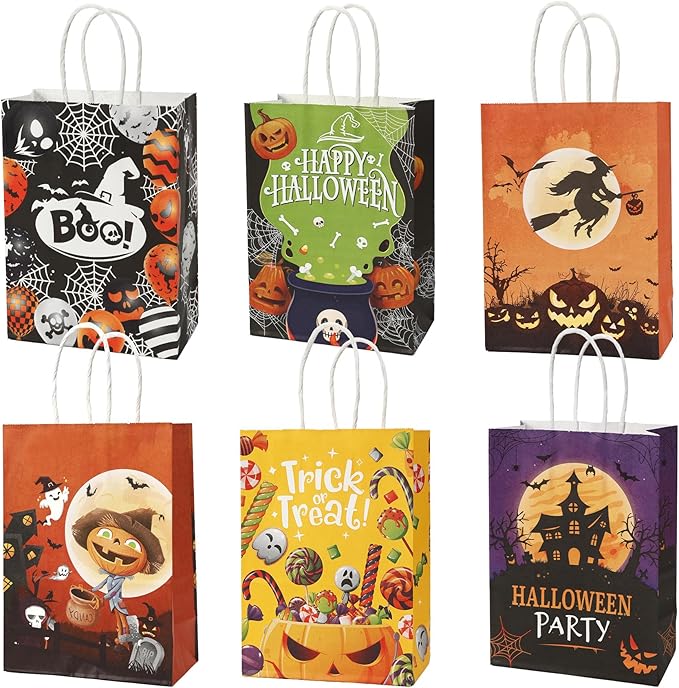 24 Pcs Halloween Paper Gift Bags, 6 Styles Halloween Goodie Bags by STPIYFZU