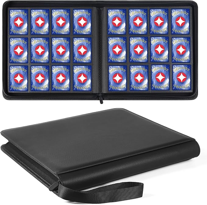 GEAoffice Trading Card Binder 12 Pocket Hold 720 Cards, Premium PU Cover Zipper by GEAoffice