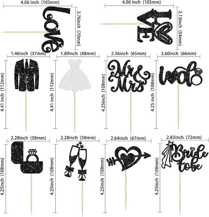Ephlyn 30Pcs Bride to be Cupcake Toppers Glitter Wedding Cake Topper - Image 2