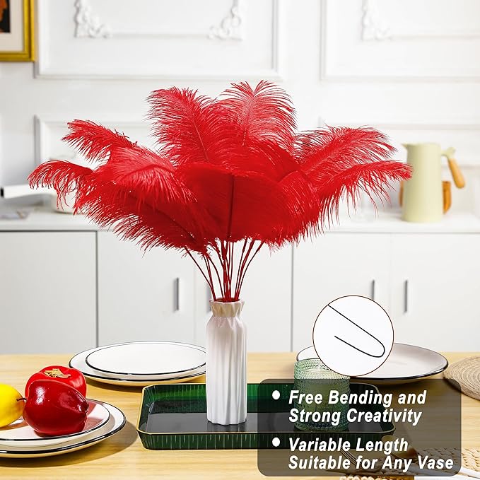 Holmgren Red Ostrich Feathers for Vase - Image 2