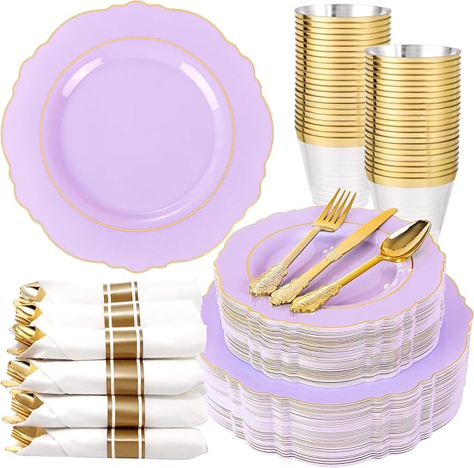 Liacere 350PCS Purple Plastic Plates by Liacere