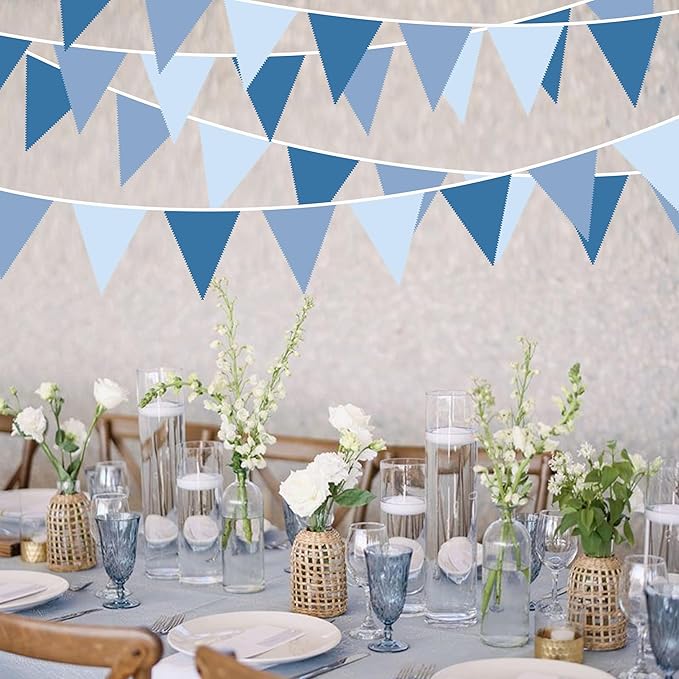 32Ft Retro Blue Party Decorations Dusty Blue Triangle Banner Flag Pennant - Image 5