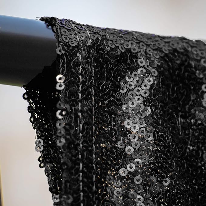 JYFLZQ Black Sequin Backdrop Curtains 6ft x 8ft 1 Panel Halloween Backdrop - Image 5