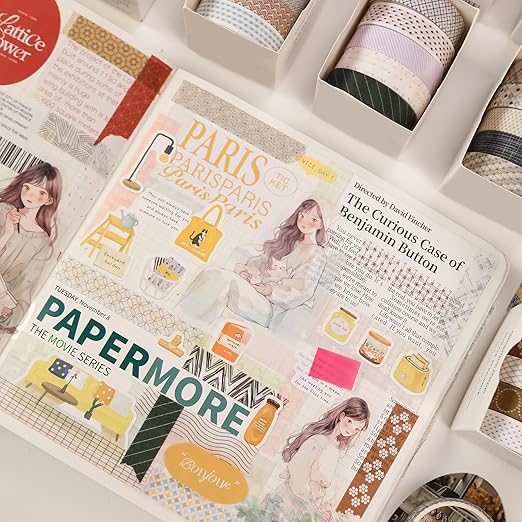 YUBBAEX 60 Rolls Value Washi Tape Pack Retro Arts Masking Tape Basic Patterns - Image 5