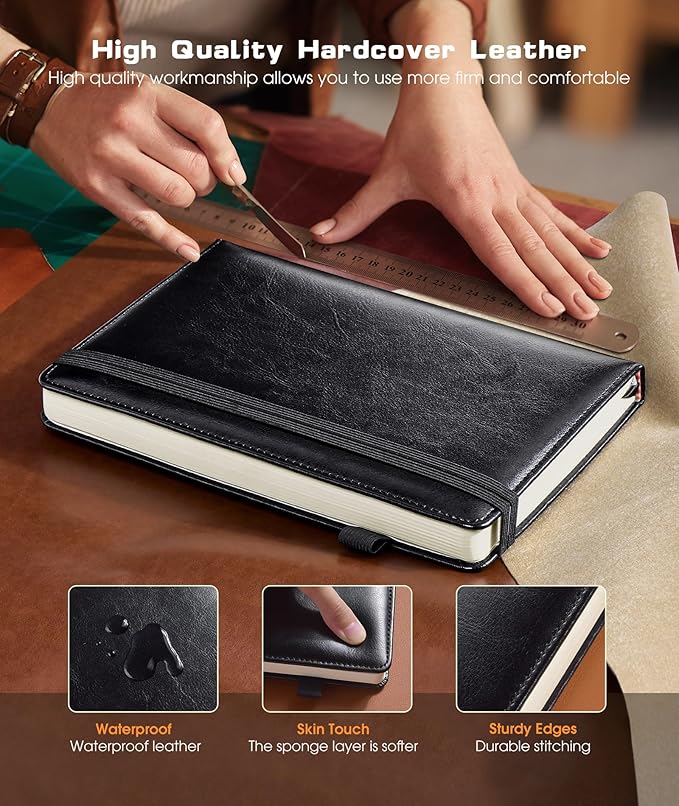Lined Journal Notebook for Women Men, 256 Numbered Pages Hardcover Leather - Image 2
