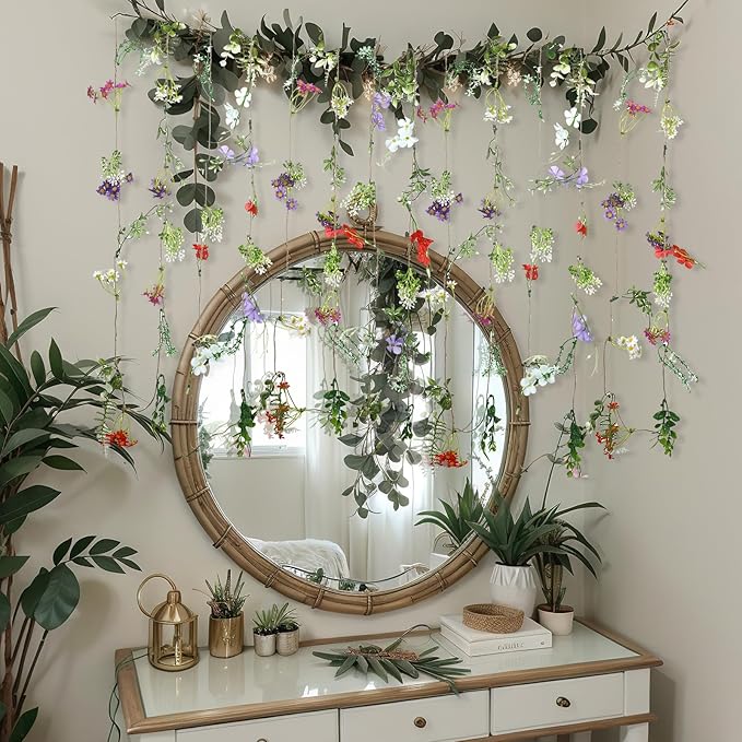 Yunlly 4 Pcs Artificial Flowers Hanging Decoration 6ft Faux Wildflower Vines - Image 5