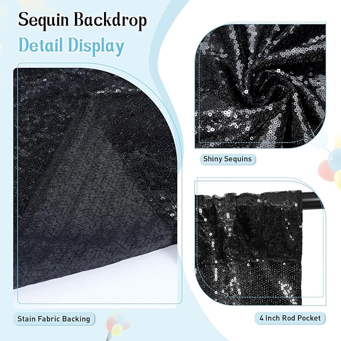 SquarePie Sequin BackdropLess See Through Thick Background Glitter Curtain - Image 6