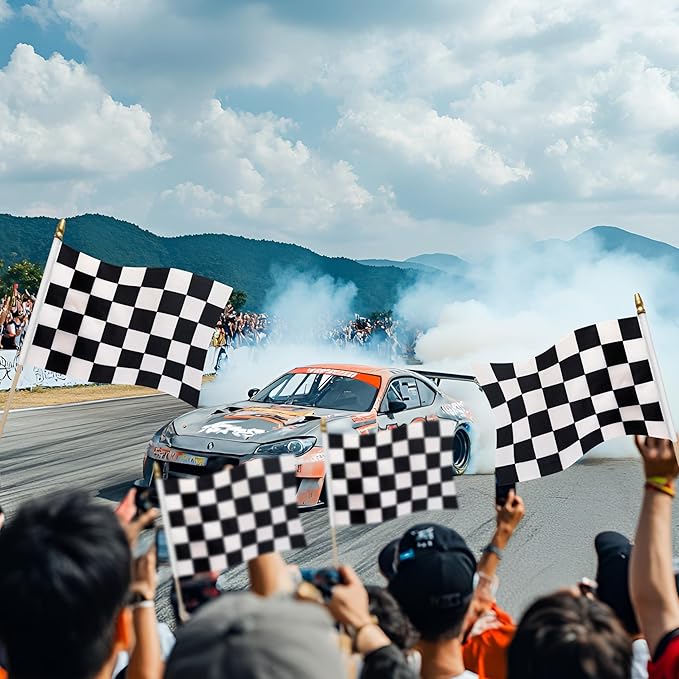 12Pcs 8×12 Inch Small Checkered Flags Black and White Racing Flags on Wood - Image 5