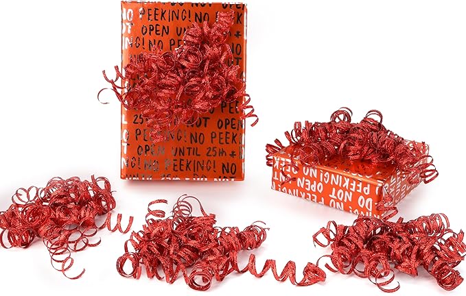 6" Metallic Red Christmas Curly Ribbon Bows - Image 6