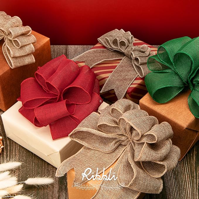 Ribbli Burlap Ribbon Continuous 20 Yard 2.5 Inch Natural Wired Ribbon - Image 4
