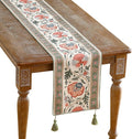ISAENNE Designer Vintage Linen Table Runner 71 Inches Long, Elegant Floral by Isaennehomedecoration