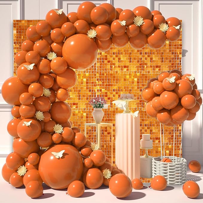 12PCS Orange Shimmer Wall Backdrop, Square Sequin Photo Backdrops Panel - Image 5