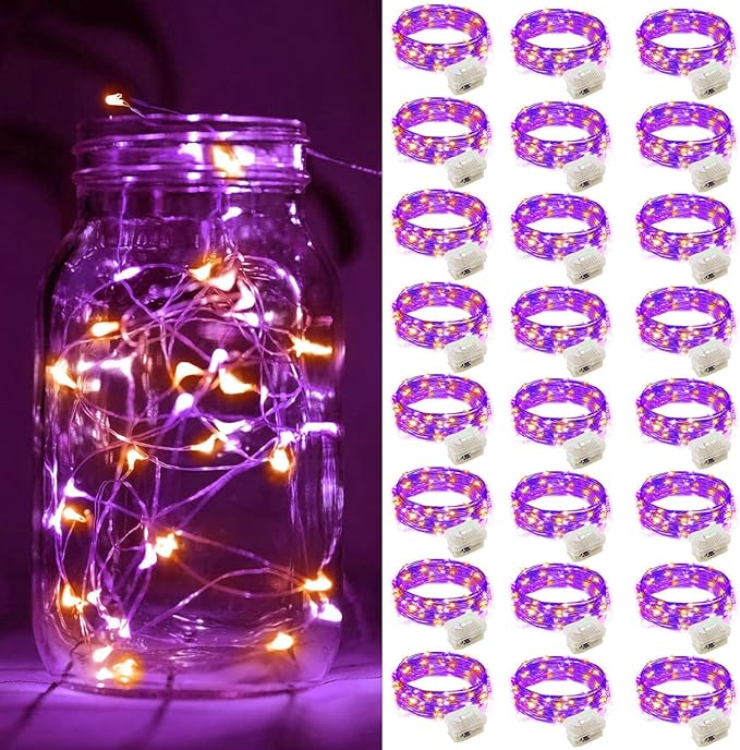 ZGWJ 24 Pack Halloween Fairy Lights Battery Operated, 7ft 20 Mini LED Halloween by ZGWJ