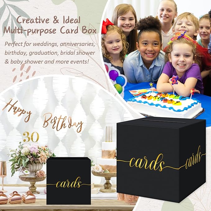 QIKSION Black Card Box for Party, Wedding Reception, Baby Shower - Image 6