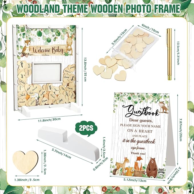 65 Pcs Woodland Animal Baby Shower Guest Book Alternatives He or She Gender - Image 4