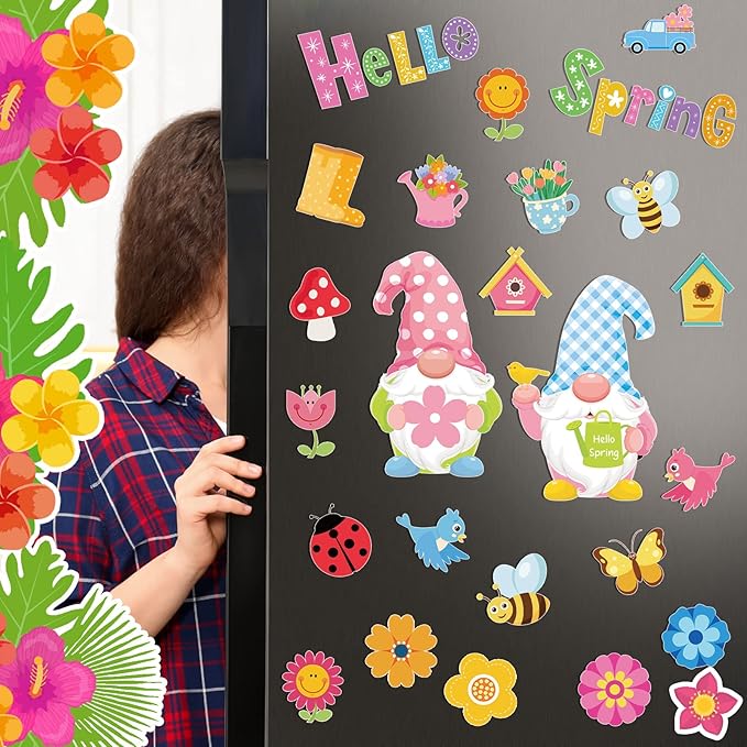 25 Pcs Hello Spring Magnet Car Decorations Colorful Waterproof Flowers - Image 3