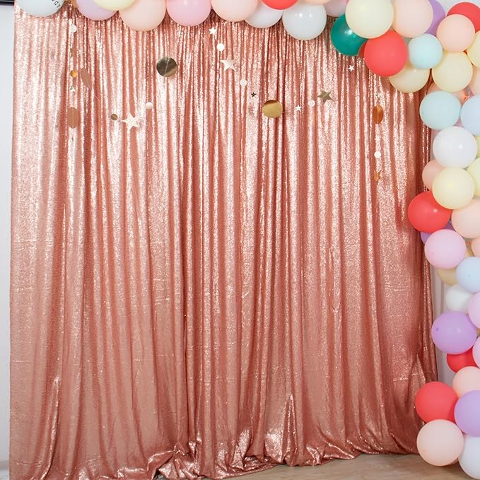 ShiDianYi Blush Curtain Backdrop 4FTx6FT Sequin Photo Backdrops Sparkle Curtains - Image 6