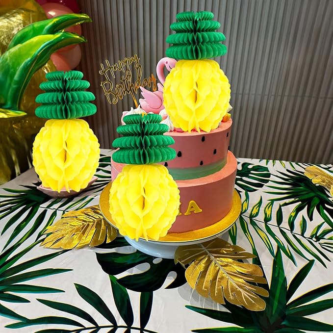 Gyufise 6Pcs Pineapple Honeycomb Centerpieces Tissue Paper Pineapple Table - Image 5