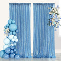 Birthday Backdrop Curtain Baby Blue Sequin Backdrop Drapes 6x8FT Shimmer Photo by QueenDream