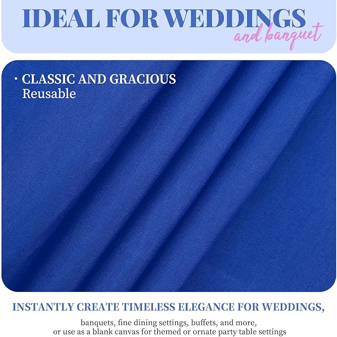 12 Packs 90 x 132 Inch Tablecloth, Royal Blue Polyester Table Cloth - Image 3