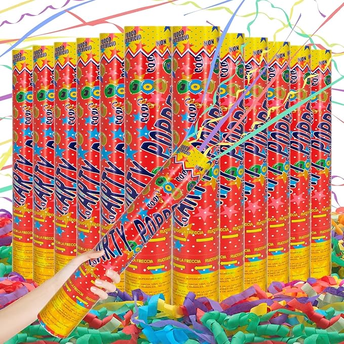 Confetti Cannon 12Inch Multicolor confetti popper party streamer Biodegradable by FIEKEICC