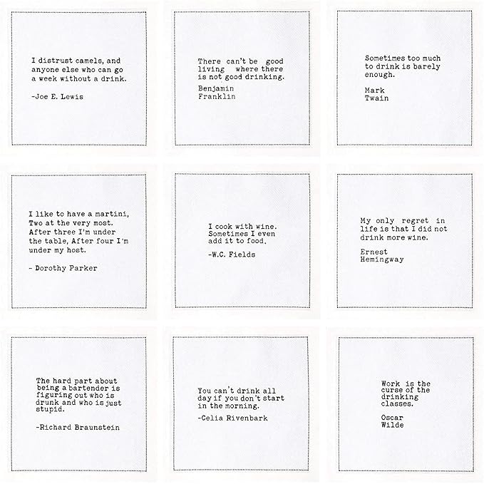 Five Star Napkins Drinking Quotes, Beverage Napkins, Bar Napkins, Cloth Napkins - Image 2