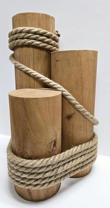 Set of 3 Nautical Wood Piling Decorations – Real Wooden Pier Posts - Image 2
