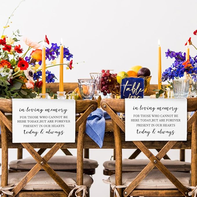 In Loving Memory Wedding Sign, Reserved Memorial Chair Signs Pew Cloths Seating - Image 3