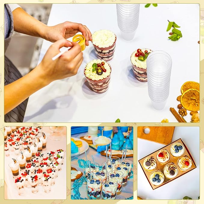 CHENGU 3 Oz Dessert Cups with Spoons Mini Shooter Cups Small Round Tableware - Image 6