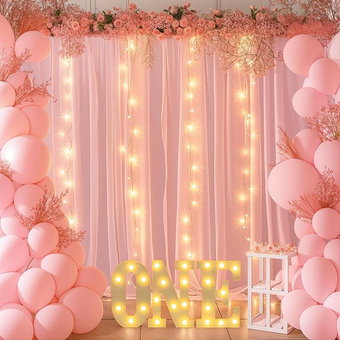 10ft x 7ft Baby Pink Chiffon Backdrop Curtain - Image 5