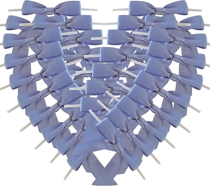 50pcs 2-1/2" Smog Blue Satin Ribbon Bows by Micomon