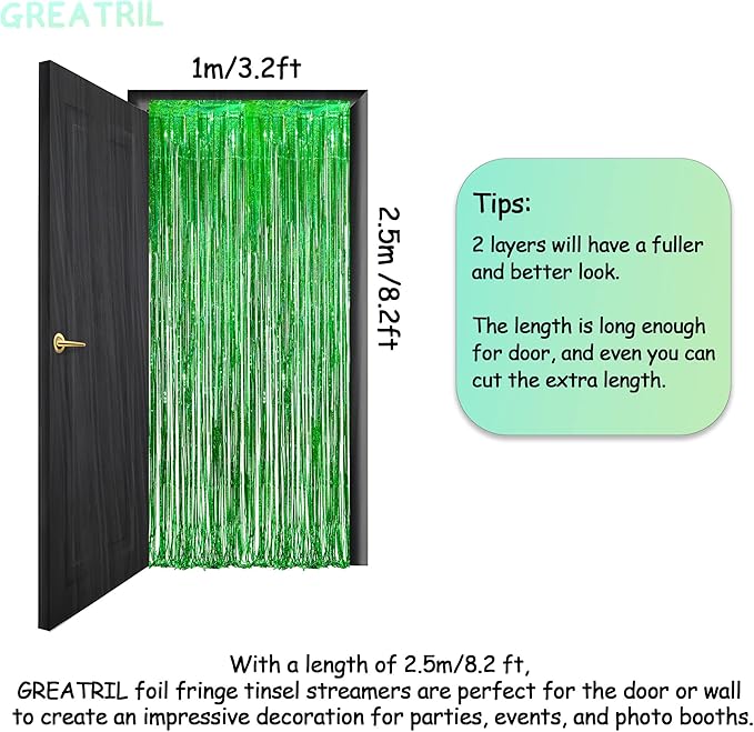 Green Tinsel Curtain Party Backdrop - Image 4