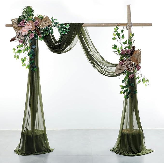 VDS Pack of 2 Panel Wedding Arch Draping Fabric Sheer Chiffon Fabric Drapery - Image 2