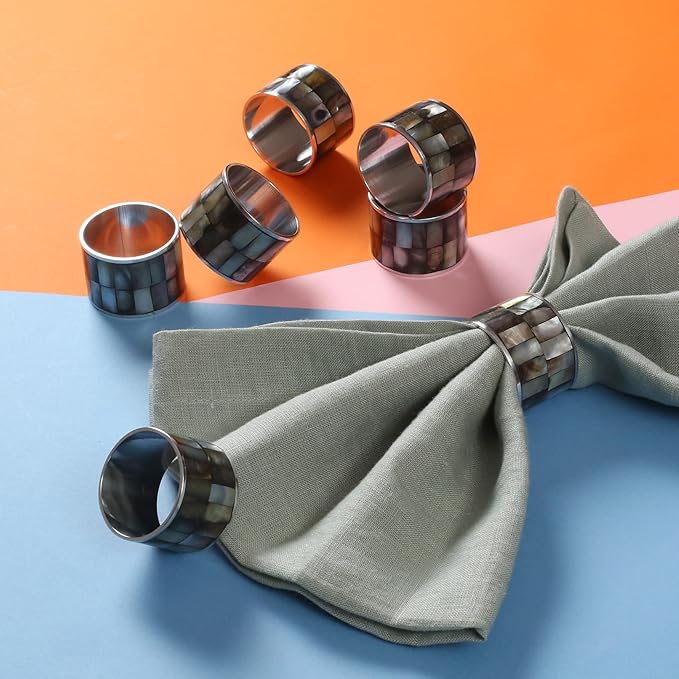 Napkin Rings Set of 8 for Dining Table Decoration Parties Everyday Metal Napkin - Image 6