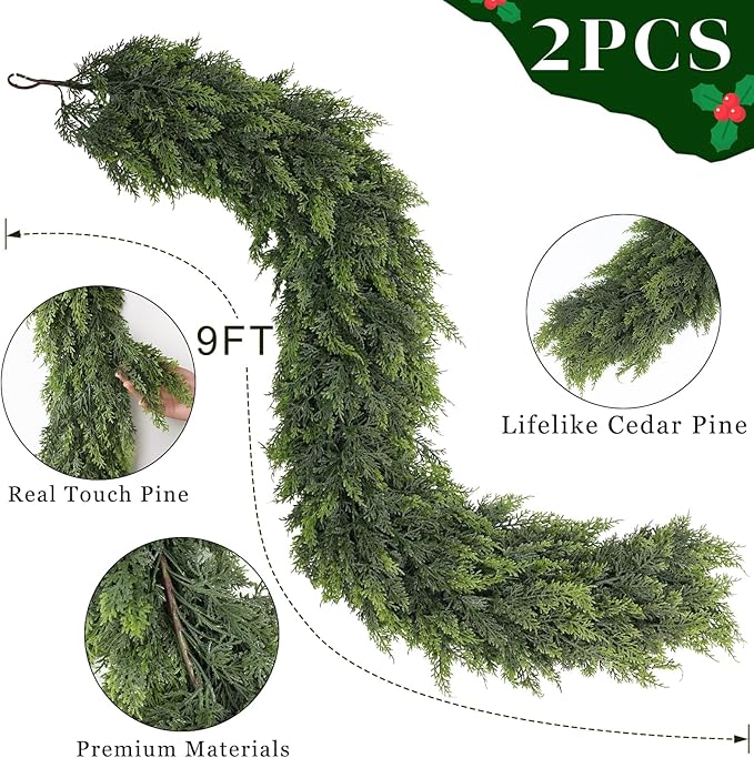 9FT Real Touch Cedar Garland - Image 5