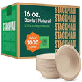 100% Compostable Paper Bowls 16 oz. Heavy-Duty Soup Bowls by StackMan