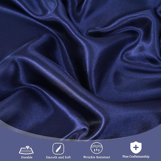 fani 12 Pack 120 Inch Navy Blue Satin Tablecloth - Image 4
