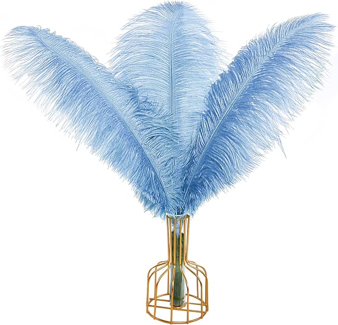 THARAHT Baby Blue Ostrich Feathers 12pcs Large Natural Bulk 14-16Inch 35cm-40cm by THARAHT